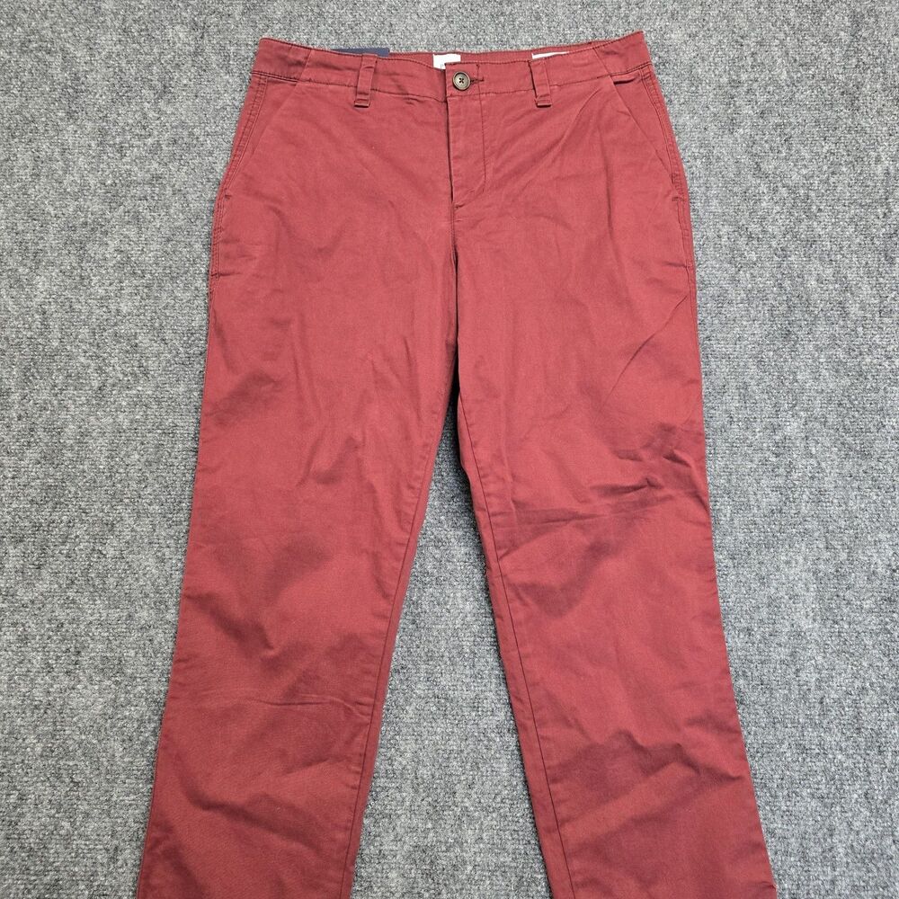 Gap Girlfriend Khaki Pants Womens Sz 4 Burgundy Wine Red Pleated Chino NWT
